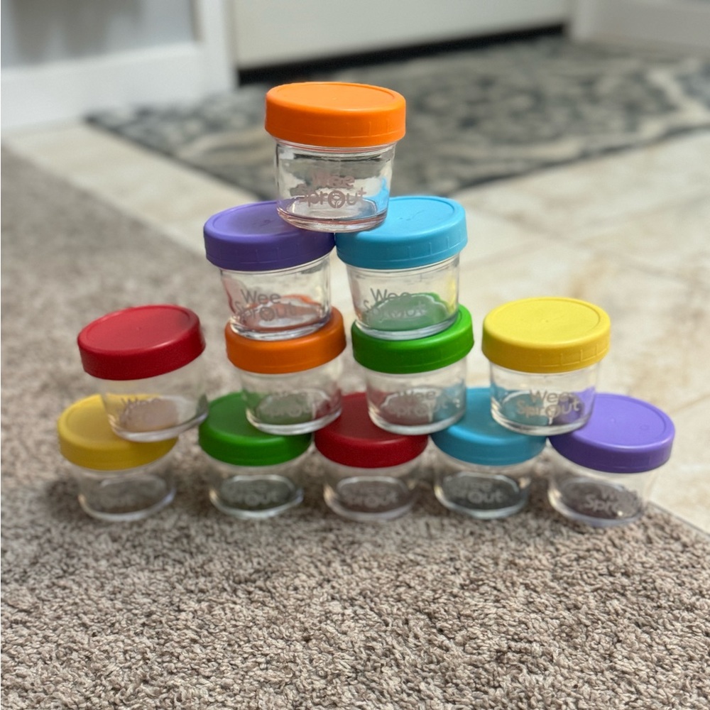 WeeSprout Glass Baby Food Storage Jars w/Lids (4 oz, 12 Pack Set)